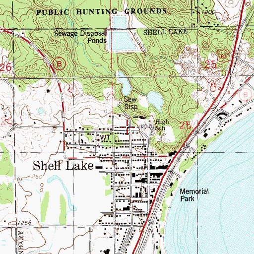 Topographic Map of Salem Lutheran Church, WI