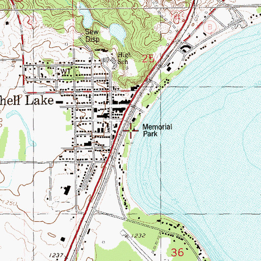 Topographic Map of Shell Lake Municipal Campground, WI