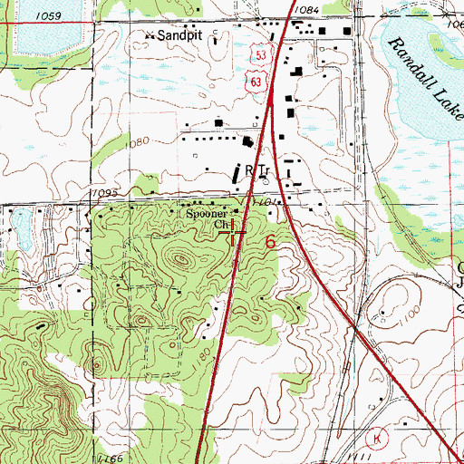 Topographic Map of Spooner Church, WI
