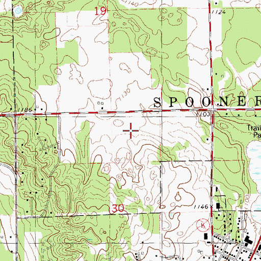 Topographic Map of Spooner High School, WI