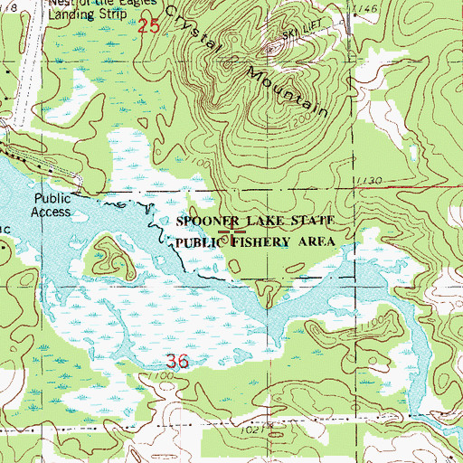 Topographic Map of Spooner Lake State Public Fishery Area, WI