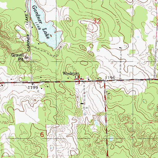 Topographic Map of Wesleyan Church, WI