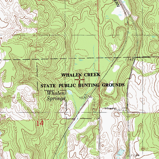 Topographic Map of Whalen Creek State Public Hunting Grounds, WI