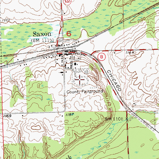 Topographic Map of Iron County Fairground, WI