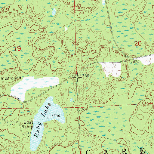 Topographic Map of Island Lake Fire Tower (historical), WI