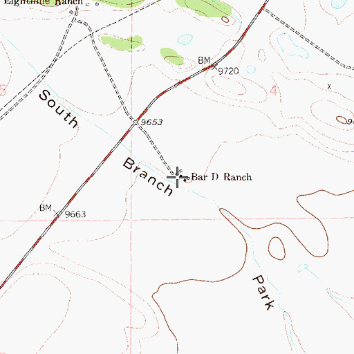 Topographic Map of Bar D Ranch, CO