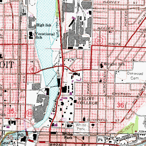 Topographic Map of Aldrich Hall, WI