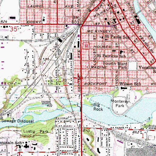 Topographic Map of Assembly of God Church, WI