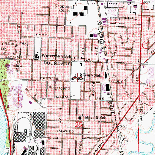 Topographic Map of Beloit Catholic High School, WI