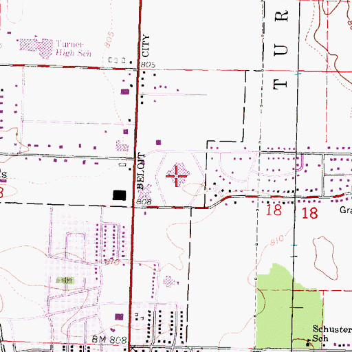 Topographic Map of Beloit Memorial Hospital, WI