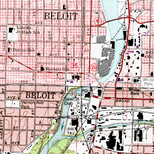 Topographic Map of Beloit Municipal Building, WI