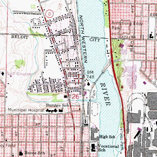 Topographic Map of Beloit Sanitarium (historical), WI