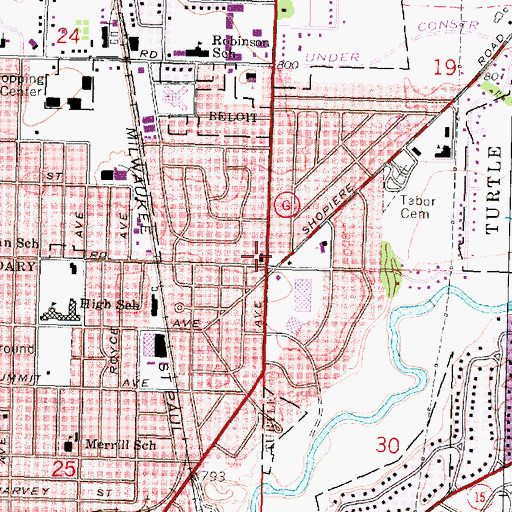 Topographic Map of Berean Baptist Church, WI