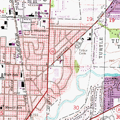 Topographic Map of Calvary Lutheran Church, WI