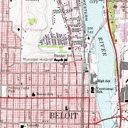 Topographic Map of Central Christian Church (historical), WI