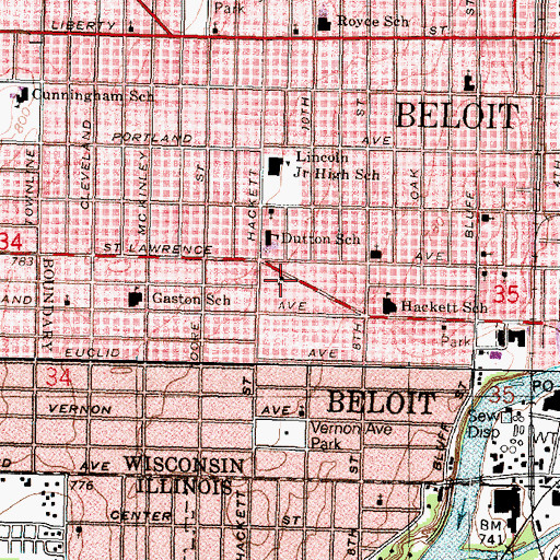 Topographic Map of Church of Christ, WI