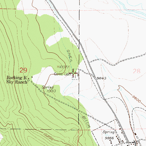 Topographic Map of Como Cemetery, CO