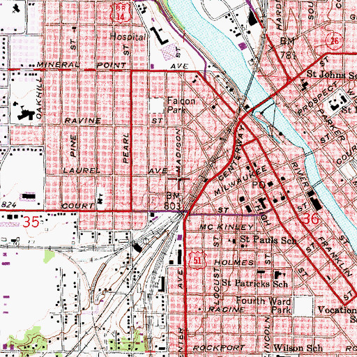 Topographic Map of Church of God Pentecostal, WI