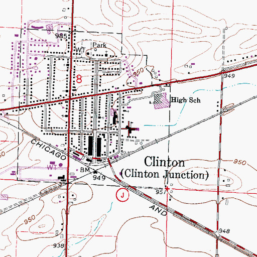 Topographic Map of Clinton Elementary School, WI