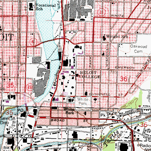 Topographic Map of Colonel Robert H Morse Library, WI