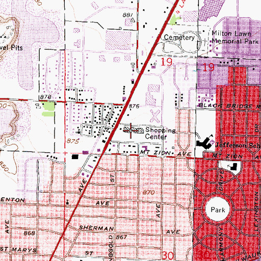 Topographic Map of Creston Park Shopping Center, WI