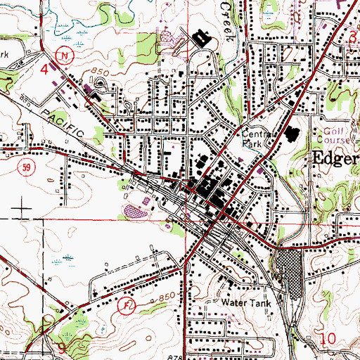 Topographic Map of Edgerton City Hall, WI