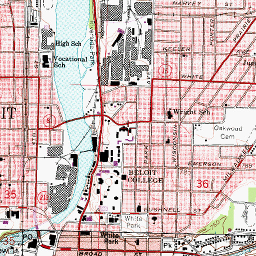 Topographic Map of Emerson Hall, WI