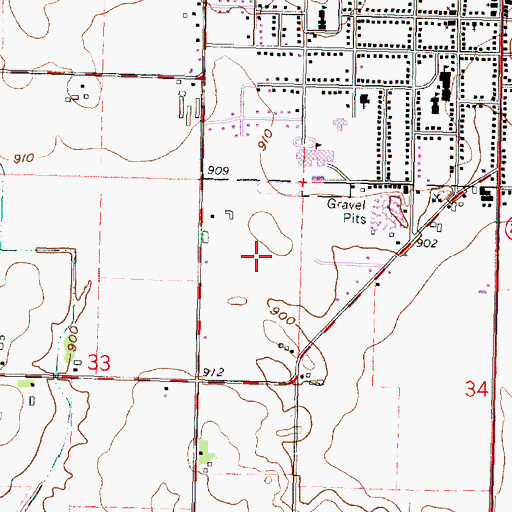 Topographic Map of Evansville High School, WI
