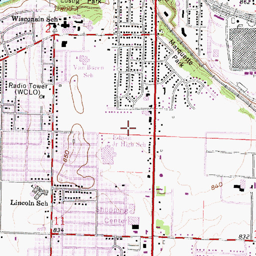 Topographic Map of Faith Bible Church, WI