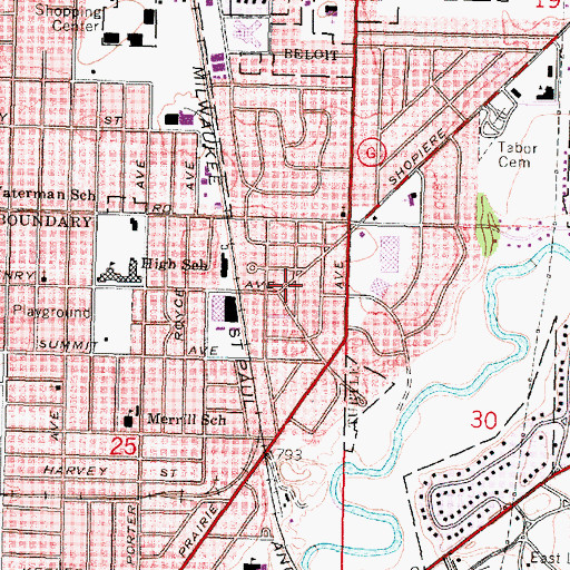 Topographic Map of Fire Station Number 2, WI
