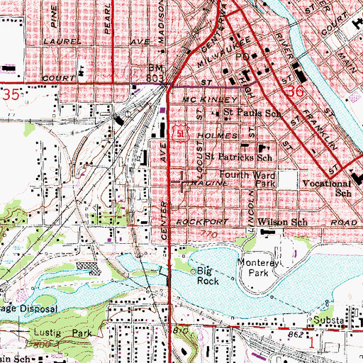Topographic Map of Fire Station Number 2, WI