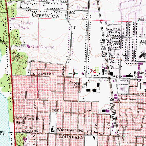 Topographic Map of First Assembly of God Church, WI