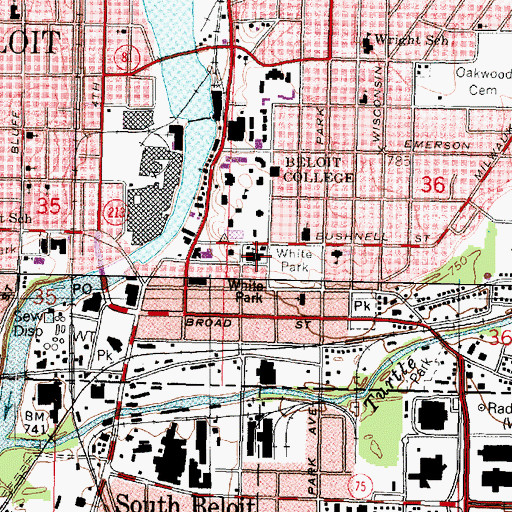 Topographic Map of First Baptist Church, WI