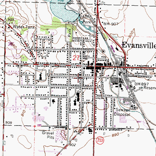 Topographic Map of First Baptist Church, WI