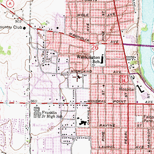 Topographic Map of First Christian Church, WI