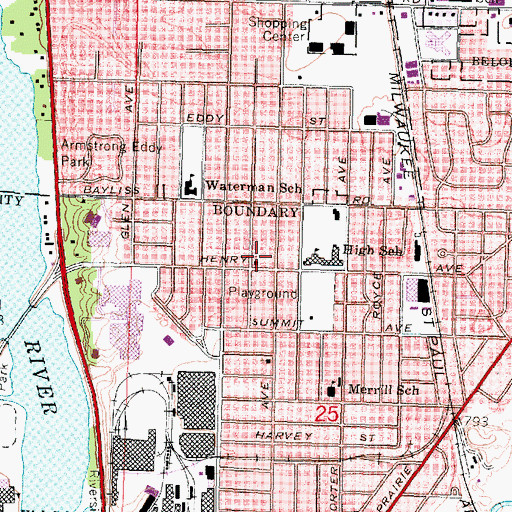 Topographic Map of First Conservative Baptist Church (historical), WI