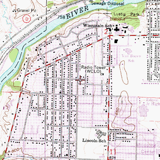 Topographic Map of First Free Methodist Church, WI