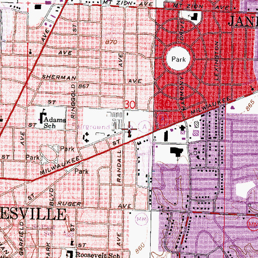Topographic Map of First Lutheran Church, WI