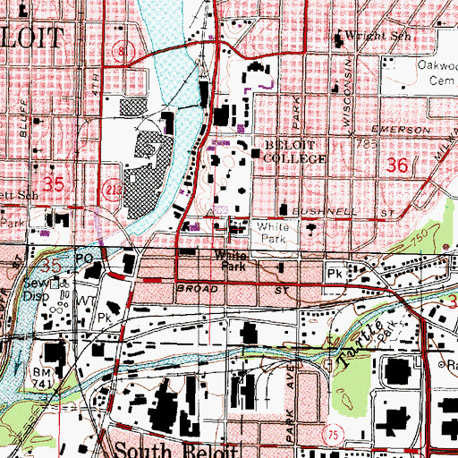 Topographic Map of First Presbyterian Church, WI