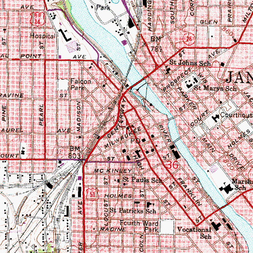 Topographic Map of First Presbyterian Church, WI