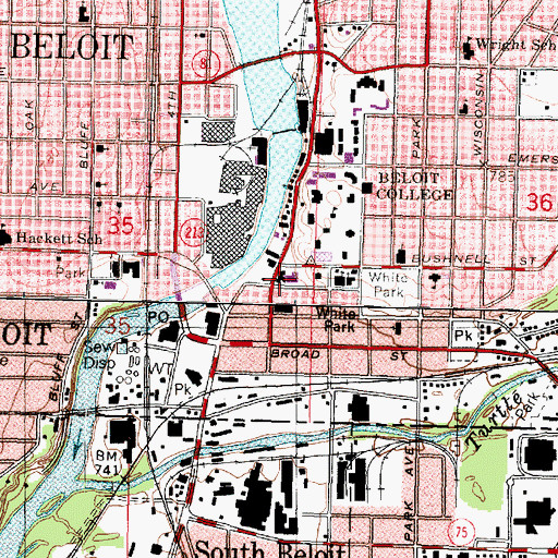 Topographic Map of First United Methodist Church, WI