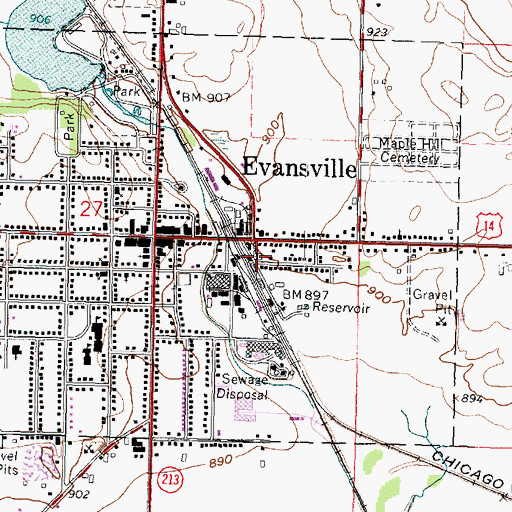 Topographic Map of Franklin Street Park, WI