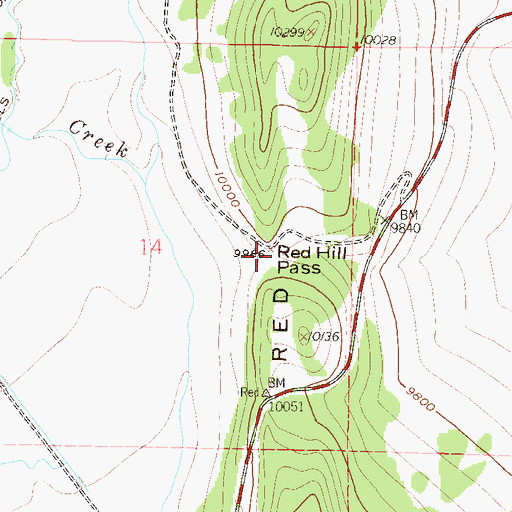 Topographic Map of Red Hill Pass, CO