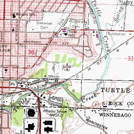 Topographic Map of Hancock Field, WI