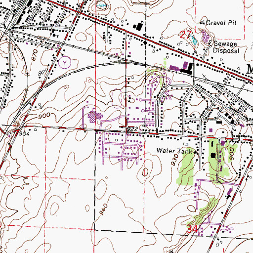 Topographic Map of Hilltop Park, WI