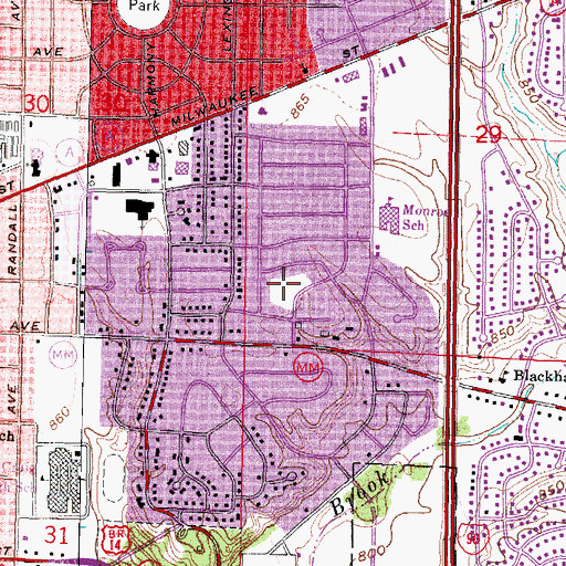 Topographic Map of Huron Park, WI