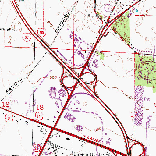 Topographic Map of Interchange 171, WI