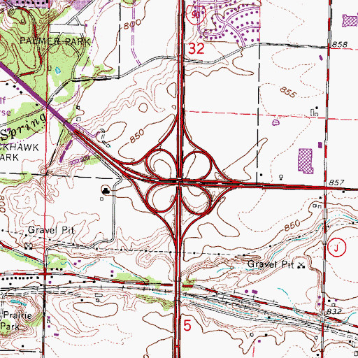Topographic Map of Interchange 175, WI