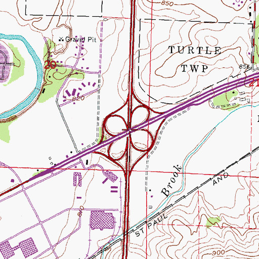 Topographic Map of Interchange 185, WI