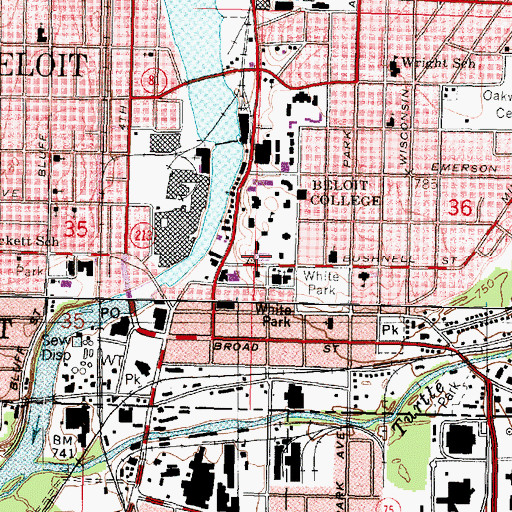 Topographic Map of Laura Aldrich Neese Performing Arts Center, WI